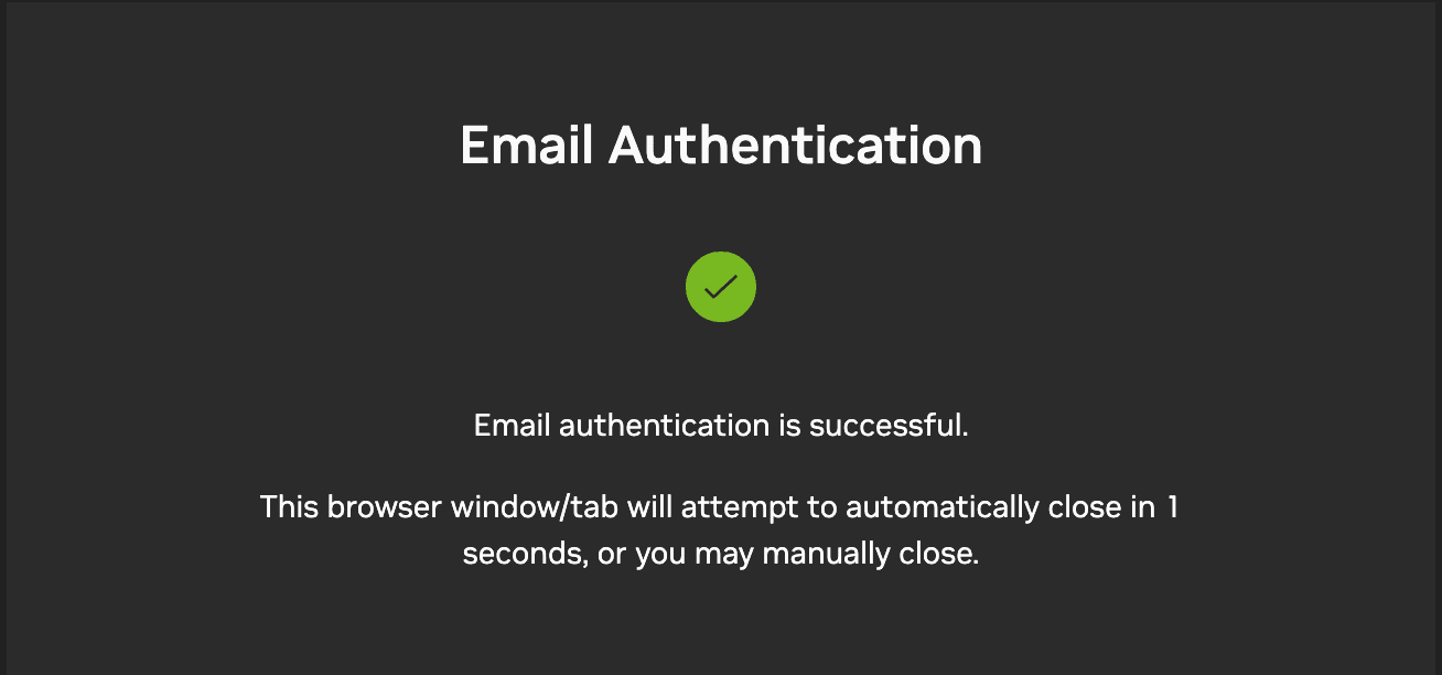 Verified email confirmation
